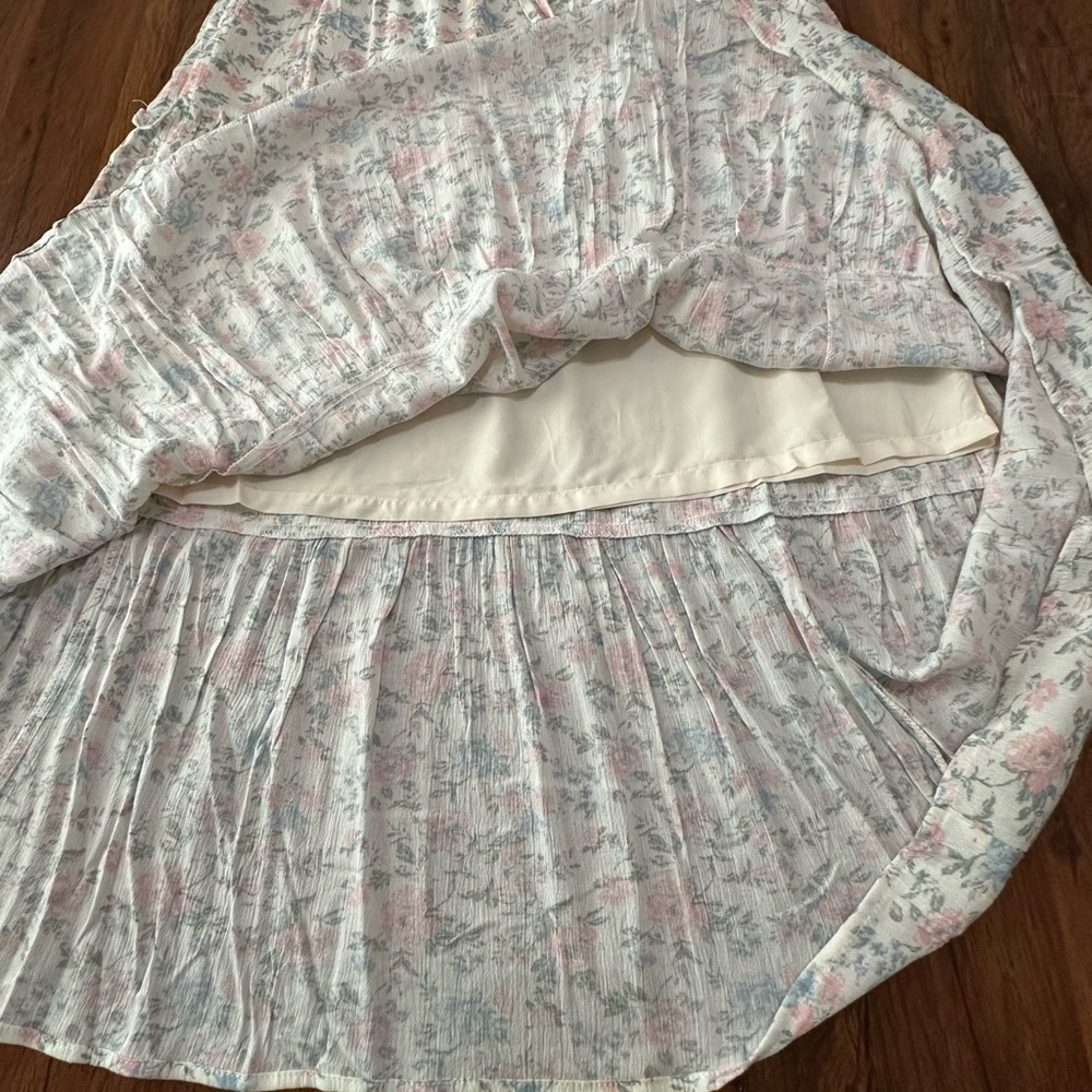 Celebrity Pink Floral Tiered Maxi Skirt - White with Pink & Blue - Picture 14 of 16